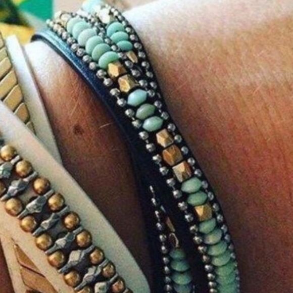 Stella & Dot Sierra Black Leather Wrap Bracelet - Picture 5 of 11